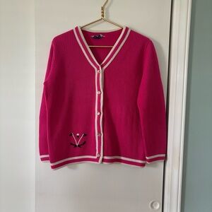 Pink Cardigan with Embroidered Detail